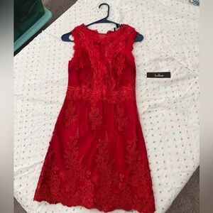 Lulu's Vibrant Red Lace Dress